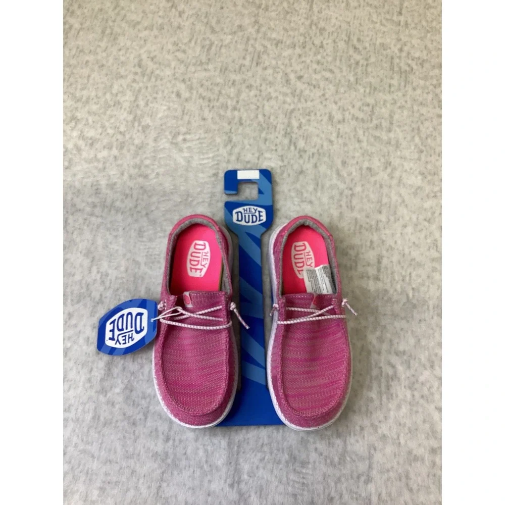 Hey Dude Wendy Youth Sport Mesh Bright Pink Slip On Loafers Size 2 40449-6WX